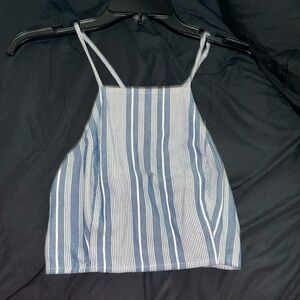 American Eagle White and Blue Striped Back X crossover Trop Top